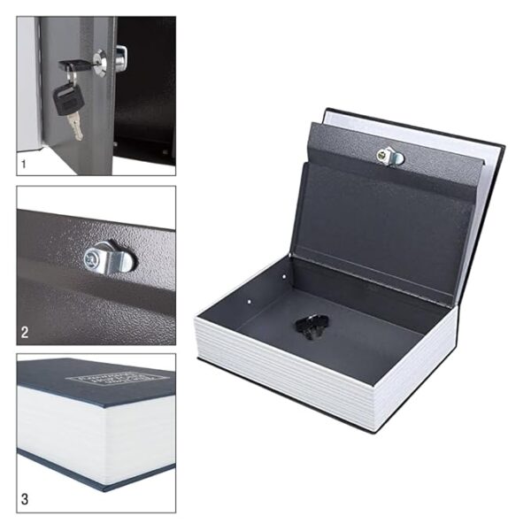 Metal Booksafe Style Cash Box with Lock