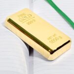Metal Gold Bar Paperweight for Office Table