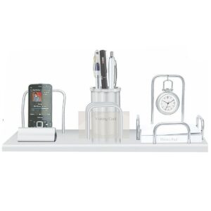 Tabletop with Mobile Holder Pen Stand with clock and Chitpads