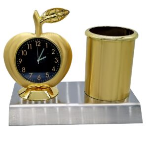 Table Top Pen Stand With Apple Watch Golden