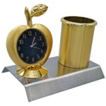 Table Top Pen Stand With Apple Watch Golden
