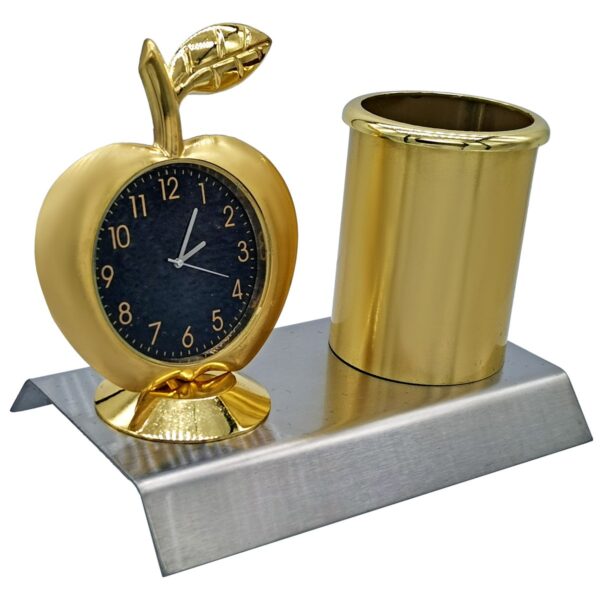Table Top Pen Stand With Apple Watch Golden