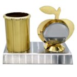 Table Top Pen Stand With Apple Watch Golden