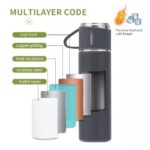 Steel Vacuum Flask Set with 3 Cups Combo Giftset