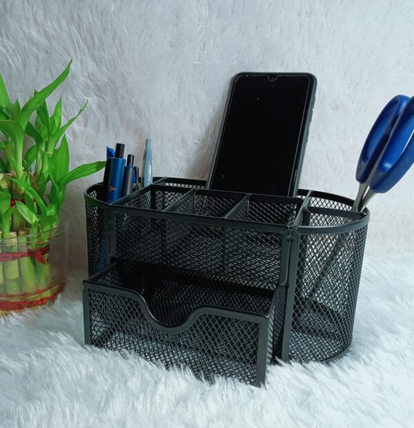 Metal Mesh Desk Organizer Pen Stand Black
