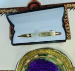 Metal Ball Pen Rudraksh on Top with Ayodhya Mandir Printed & Box