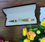 Metal Ball Pen Rudraksh on Top with Ayodhya Mandir Printed & Box