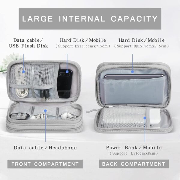 Electronic Organizer Storage Bag Waterproof Accessories Carry Case (Grey)